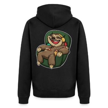Sloth Pizza - Unisex Premium Organic Zip Hoodie - black - Back - Nico (187cm)