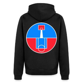 Circular Basketball Court Badge - Unisex Premium Organic Zip Hoodie - black - Back - Nico (187cm)