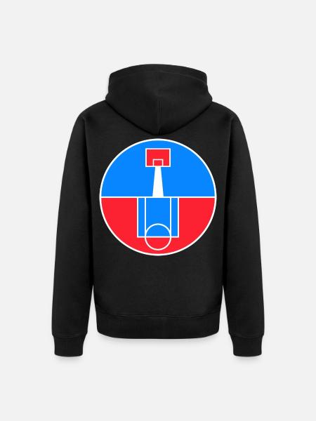 Rundes Basketballfeld-Abzeichen - Unisex Premium Bio Zip Hoodie - Schwarz