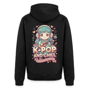 K-Pop und Chill In meiner K-Pop-Ära koreanische Musik - Unisex Premium Bio Zip Hoodie - Schwarz - Hinten - Nico (187cm)