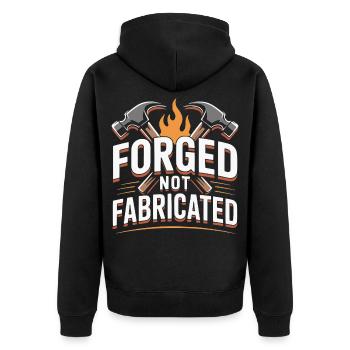 Forged Not Fabricated Blacksmith Saying - Unisex Premium Organic Zip Hoodie - black - Back - Nico (187cm)