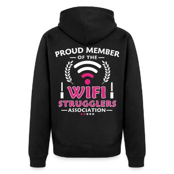 Membre fier de l’Association des Lutteurs du Wifi - Veste à capuche bio Premium Unisexe - noir - Dos - Nico (187cm)