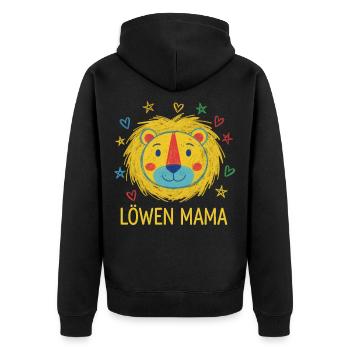 Löwenmama Kinderzeichnung - Unisex Premium Bio Zip Hoodie - Schwarz - Hinten - Nico (187cm)