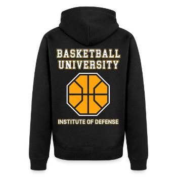 Basketball University: Institute of Defense - Unisex Premium Organic Zip Hoodie - black - Back - Nico (187cm)