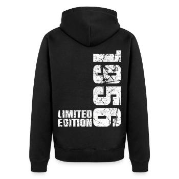 70. Geburtstag Mann Frau 70 Jahre 1956 Geschenk - Unisex Premium Bio Zip Hoodie - Schwarz - Hinten - Nico (187cm)