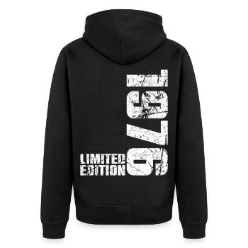 50ème Anniversaire Homme Femme 50 ans 1976 Cadeau - Veste à capuche bio Premium Unisexe - noir - Dos - Nico (187cm)