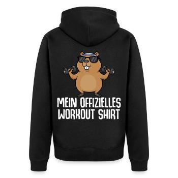 My official workout shirt Capybara Gym - Unisex Premium Organic Zip Hoodie - black - Back - Nico (187cm)