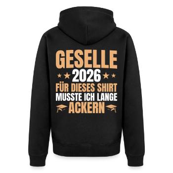 Journeyman 2026 Lange Ackern - training passed - Unisex Premium Organic Zip Hoodie - black - Back - Nico (187cm)