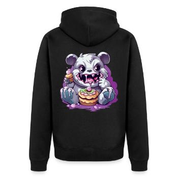 Cute panda monster with candy - Unisex Premium Organic Zip Hoodie - black - Back - Nico (187cm)