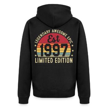 29th Anniversary - Vintage Gift 1997 - Unisex Premium Organic Zip Hoodie - black - Back - Nico (187cm)
