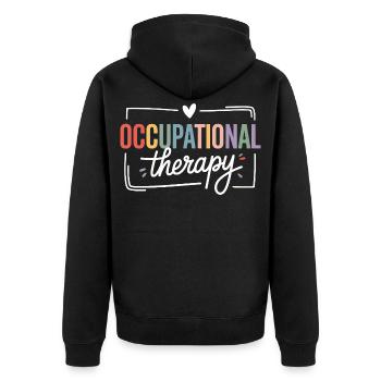 Colored Occupational Therapy Typography - Unisex Premium Organic Zip Hoodie - black - Back - Nico (187cm)