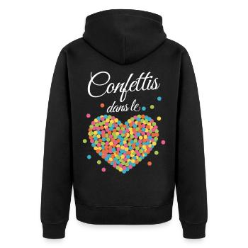 Festliches Konfettiherz - Unisex Premium Bio Zip Hoodie - Schwarz - Hinten - Nico (187cm)