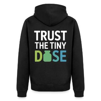 Homeopathy Trust The Tiny Dose Professional Gear  - Unisex Premium Organic Zip Hoodie - black - Back - Nico (187cm)