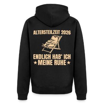 Retraite partielle 2026 Enfin j’ai la paix - Veste à capuche bio Premium Unisexe - noir - Dos - Nico (187cm)