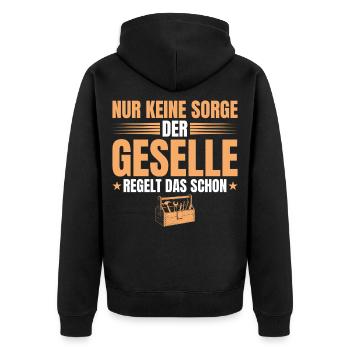 Geselle regelt das - Ausbildung bestanden - Unisex Premium Bio Zip Hoodie - Schwarz - Hinten - Nico (187cm)