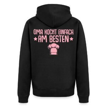 Grandma simply cooks best - Mother's Day - Unisex Premium Organic Zip Hoodie - black - Back - Nico (187cm)