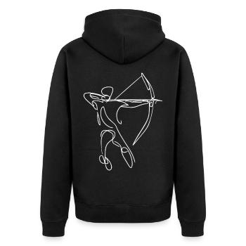 Bogenschütze Zeichnung - Unisex Premium Bio Zip Hoodie - Schwarz - Hinten - Nico (187cm)