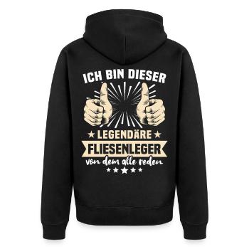 tiler sayings - Unisex Premium Organic Zip Hoodie - black - Back - Nico (187cm)