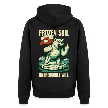 Sol gelé incassable Will Greenland Flag Shirt - Veste à capuche bio Premium Unisexe - noir - Dos - Nico (187cm)