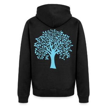 Silhouette icône bleue d’arbre jumbo imprimé - Veste à capuche bio Premium Unisexe - noir - Dos - Nico (187cm)