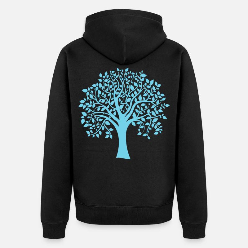 Silhouette icône bleue d’arbre jumbo imprimé - Veste à capuche bio Premium Unisexe - noir