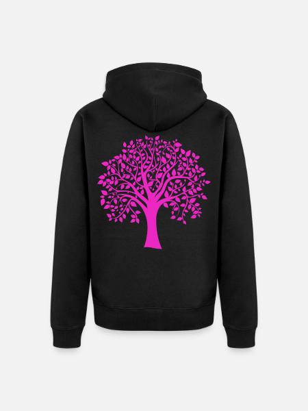 Base Pink Jumbo Tree Print Silhouette - Unisex Premium Organic Zip Hoodie - black