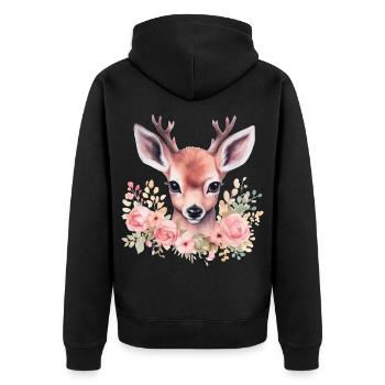 Ladies' deer and stag traditional costume motif – Traditional - Unisex Premium Organic Zip Hoodie - black - Back - Nico (187cm)