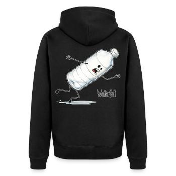Waterfall – Fallende Wasserflasche Cartoon - Unisex Premium Bio Zip Hoodie - Schwarz - Hinten - Nico (187cm)