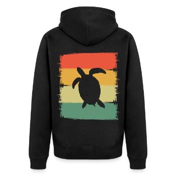 Schildkröte - Unisex Premium Bio Zip Hoodie - Schwarz - Hinten - Nico (187cm)