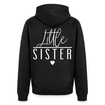 Little Sister - Unisex Premium Bio Zip Hoodie - Schwarz - Hinten - Nico (187cm)