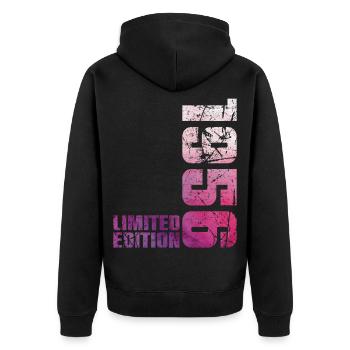 70. Geburtstag Mann Frau 70 Jahre 1956 Geschenk - Unisex Premium Bio Zip Hoodie - Schwarz - Hinten - Nico (187cm)