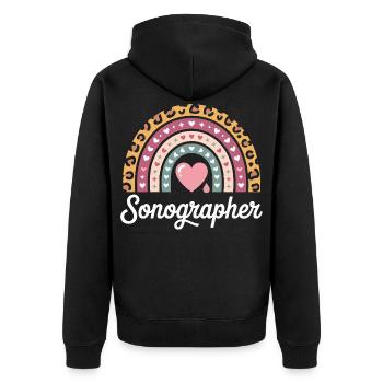 Heart Rainbow Sonography Motif - Unisex Premium Organic Zip Hoodie - black - Back - Nico (187cm)