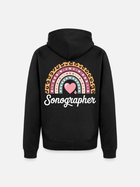 Heart Rainbow Sonography Motif - Unisex Premium Organic Zip Hoodie - black