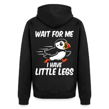 Kurze Beine, Papageientaucher, Lustiger Spruch - Unisex Premium Bio Zip Hoodie - Schwarz - Hinten - Nico (187cm)