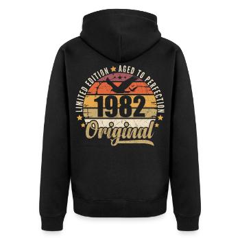 1982 Birthday Gift 1982 Original 1982 - Unisex Premium Organic Zip Hoodie - black - Back - Nico (187cm)