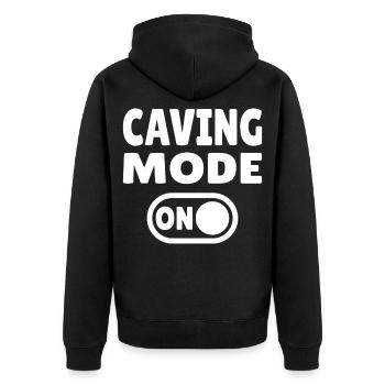 Caving Mode ON – Cave Adventure in the Dark - Unisex Premium Organic Zip Hoodie - black - Back - Nico (187cm)