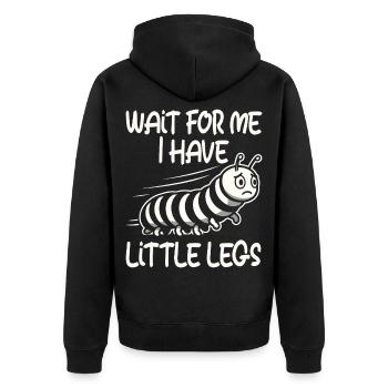 Kurze Beine, Raupe, Meme, Lustiger Spruch - Unisex Premium Bio Zip Hoodie - Schwarz - Hinten - Nico (187cm)