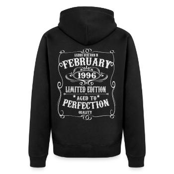 Legends est né en février 1996 - Veste à capuche bio Premium Unisexe - noir - Dos - Nico (187cm)