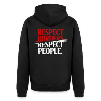 Respecter les frontières Respecter les gens - Groenland - Veste à capuche bio Premium Unisexe - noir - Dos - Nico (187cm)