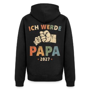 Ich Werde Papa 2027 - Unisex Premium Bio Zip Hoodie - Schwarz - Hinten - Nico (187cm)