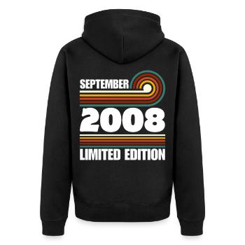 Limited Edition 2008 18th Birthday Gift - Unisex Premium Organic Zip Hoodie - black - Back - Nico (187cm)