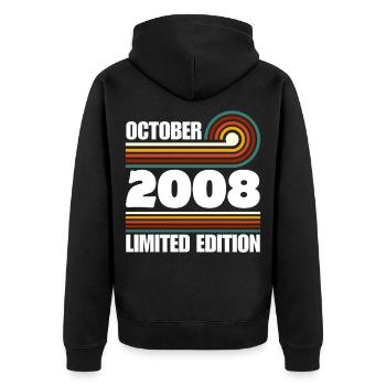 Limited Edition 2008 18th Birthday Gift - Unisex Premium Organic Zip Hoodie - black - Back - Nico (187cm)