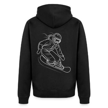 Snowboarderin Line Art - Unisex Premium Bio Zip Hoodie - Schwarz - Hinten - Nico (187cm)