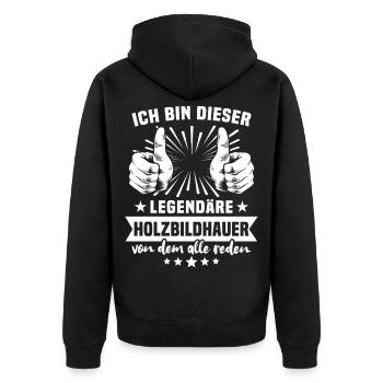 Wood Sculptor Legend - Unisex Premium Organic Zip Hoodie - black - Back - Nico (187cm)