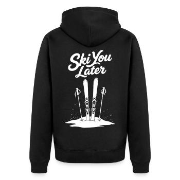 Skier plus tard : Drôle de dicton pour les skieurs - Veste à capuche bio Premium Unisexe - noir - Dos - Nico (187cm)