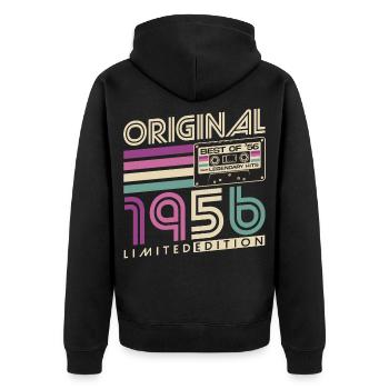 70e anniversaire 1956 Vintage Born Retro - Veste à capuche bio Premium Unisexe - noir - Dos - Nico (187cm)
