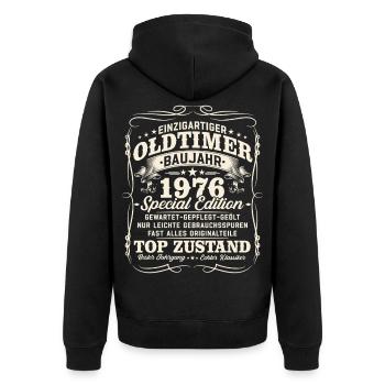 Vintage car 1976 year of construction 50th birthday gift - Unisex Premium Organic Zip Hoodie - black - Back - Nico (187cm)