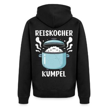 REISKOCHER KUMPEL Gastronom Kochen Lustiges - Unisex Premium Bio Zip Hoodie - Schwarz - Hinten - Nico (187cm)