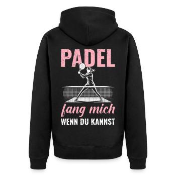 Padel Sports PADEL CATCH ME IF YOU CAN Funny - Unisex Premium Organic Zip Hoodie - black - Back - Nico (187cm)