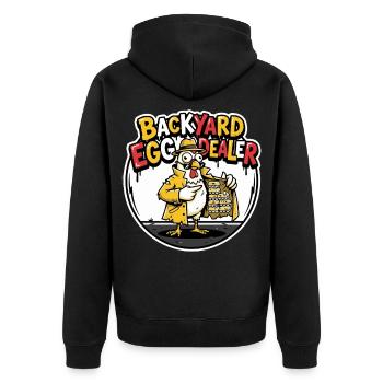 Backyard Egg Dealer Humor Design - Unisex Premium Organic Zip Hoodie - black - Back - Nico (187cm)